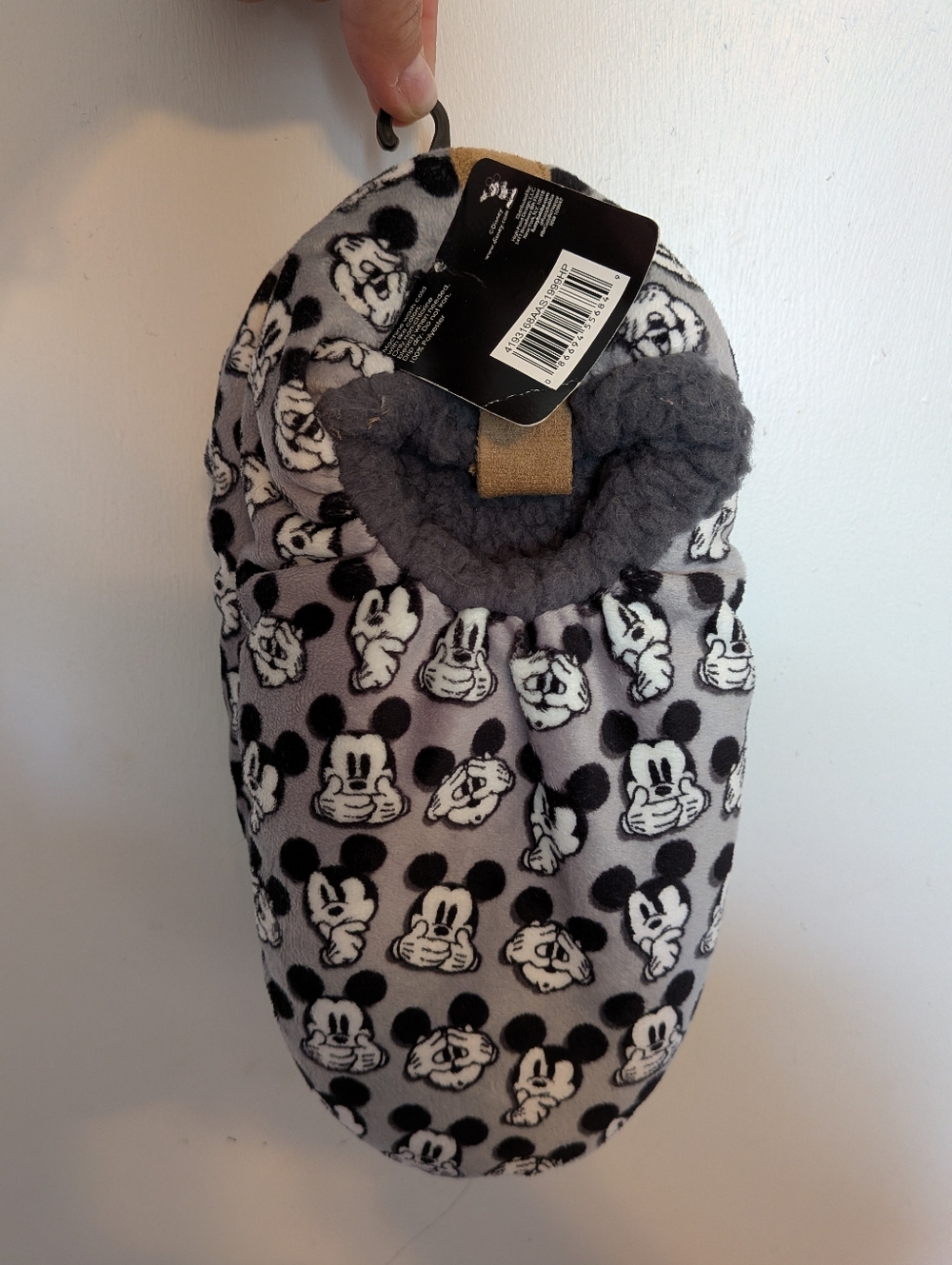 Disney Plush Mickey Mouse Slipper Socks in Gray, Black, Tan